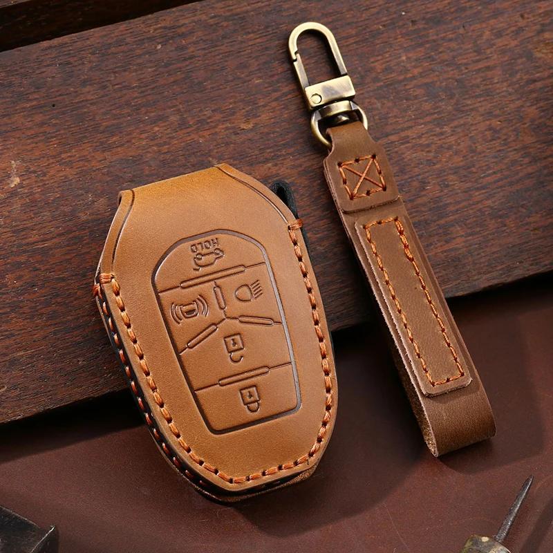 Luxury Leather Car Key Case Cover Fob Protector For Ssang Yong G4 Rexton Accessories Keychain Holder Remote Keyring Shell