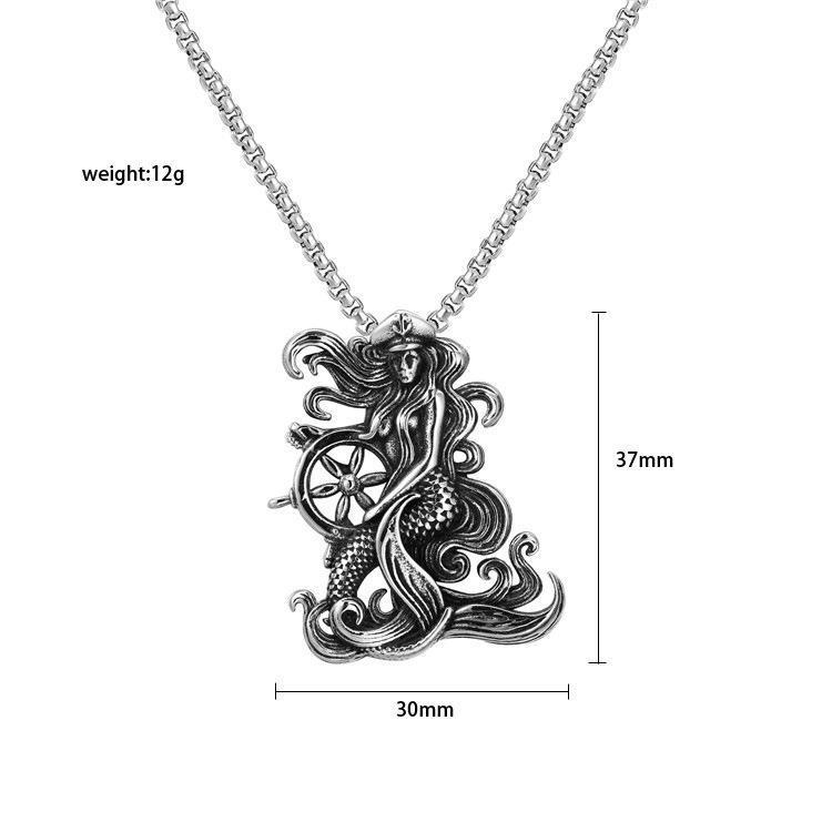 Creative Accessories Necklace Accessories, Men'S Hip Hop Waiting Captain Mermaid Pendant Necklace