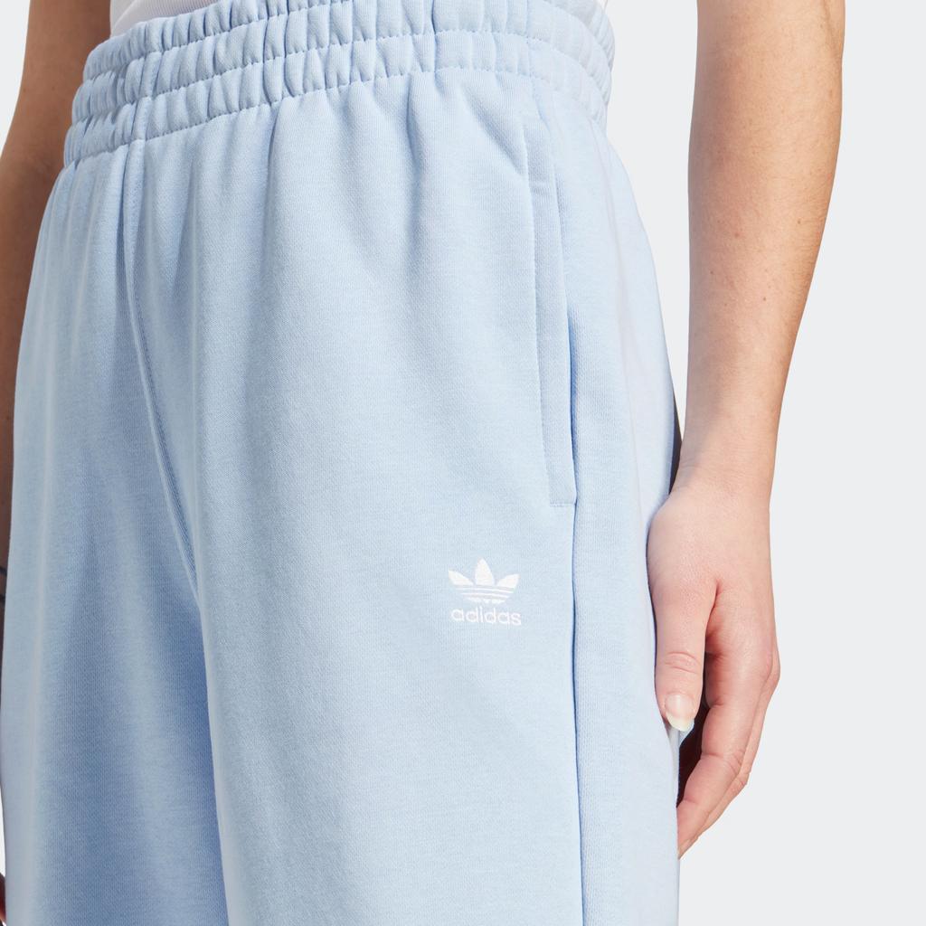 Adidas Originals Solid Color Embroidered Logo Casual Cuffed Sports Pants Women Bottoms Light-Pink Blue IK7687