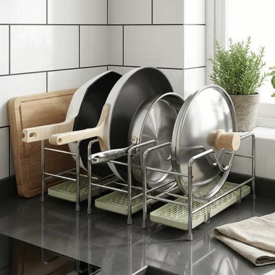 Rustproof Cookware Storage Rack Space Saving Cutting Board Holder Durable Pot Lid Rack  Cabinet