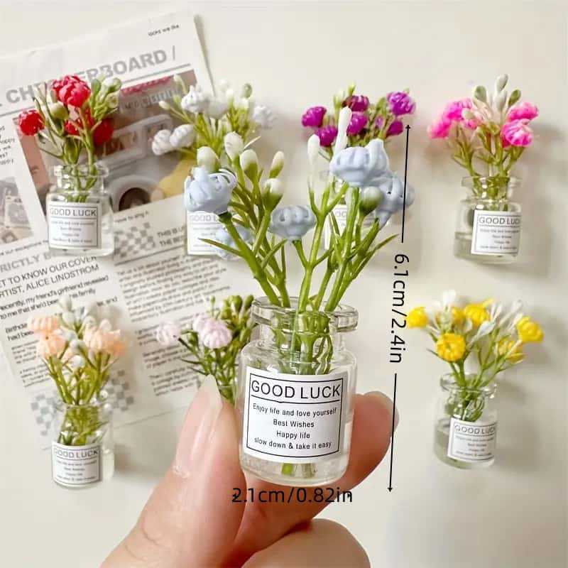 8pcs Mini Small Vase Magnets Cute Mini Refrigerator Magnets 3D Vase Fun Refrigerator Accessories Kitchen Decoration Holiday Gift