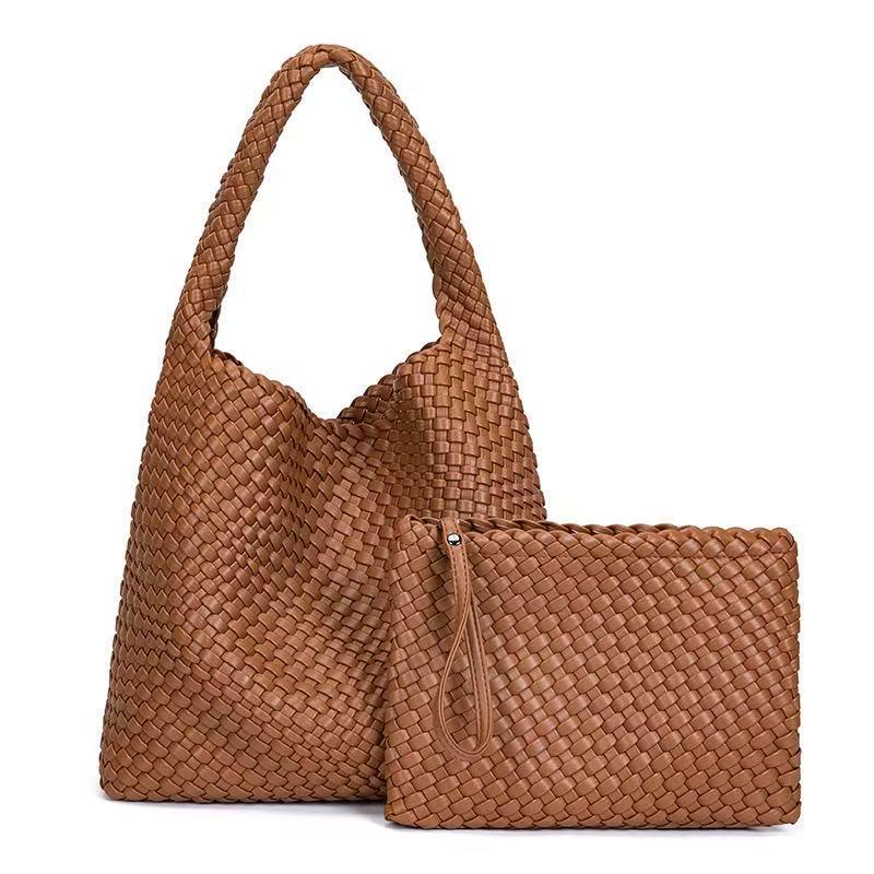 Custom Large-Capacity Woven Tote: High-End Mother-Child Bucket Bag and Underarm Basket