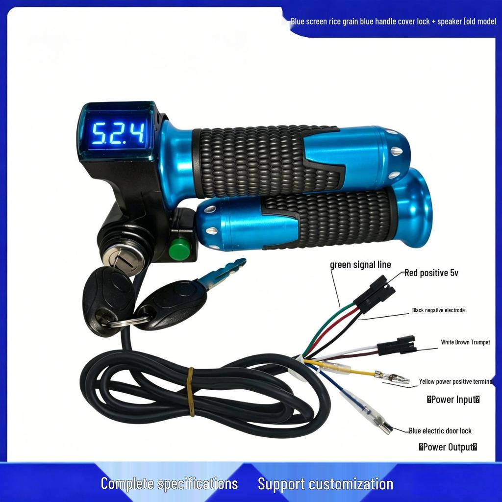 Blue Screen Electric Scooter Throttle Grip with Voltage Display and Lock