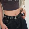 PU Leather Punk Waist Belt with Star Rivets And Double Buckles Holes For Daily Wear and Theme Occasion Dressingup Props