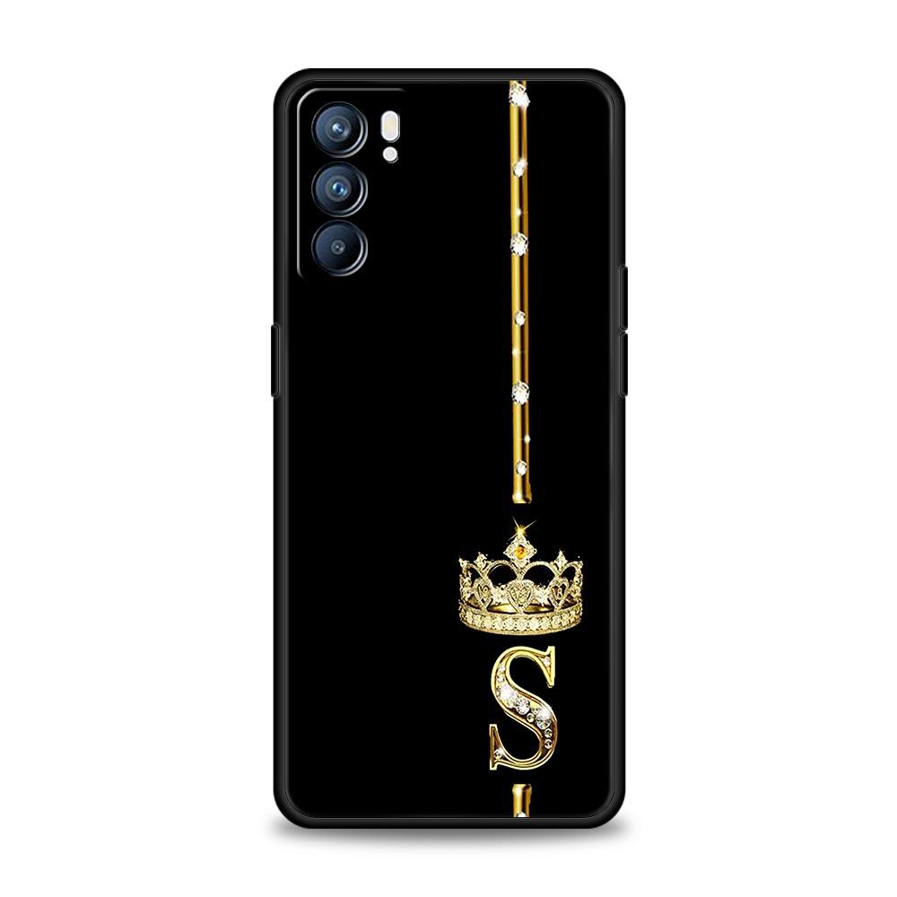 Case For Oppo Find X6 Pro X5 A54 A53 A52 A9 A15 A95 A17 A16 A76 A74 A57 A31 Reno8 Reno7 Reno6 Pro 5G Cover Crown Letter Letters