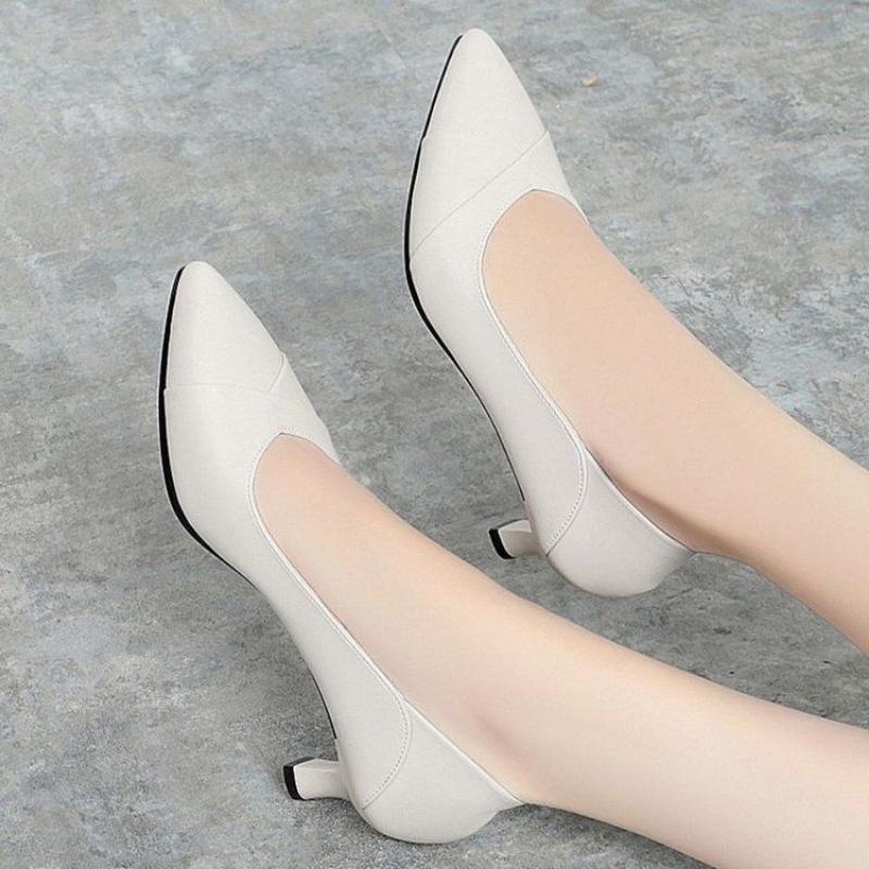 Pantofi de damă cu straturi subțiri, stil de primăvară și toamnă, toc mediu, plasă deodorantă, toc înalt, rezistenți la uzură