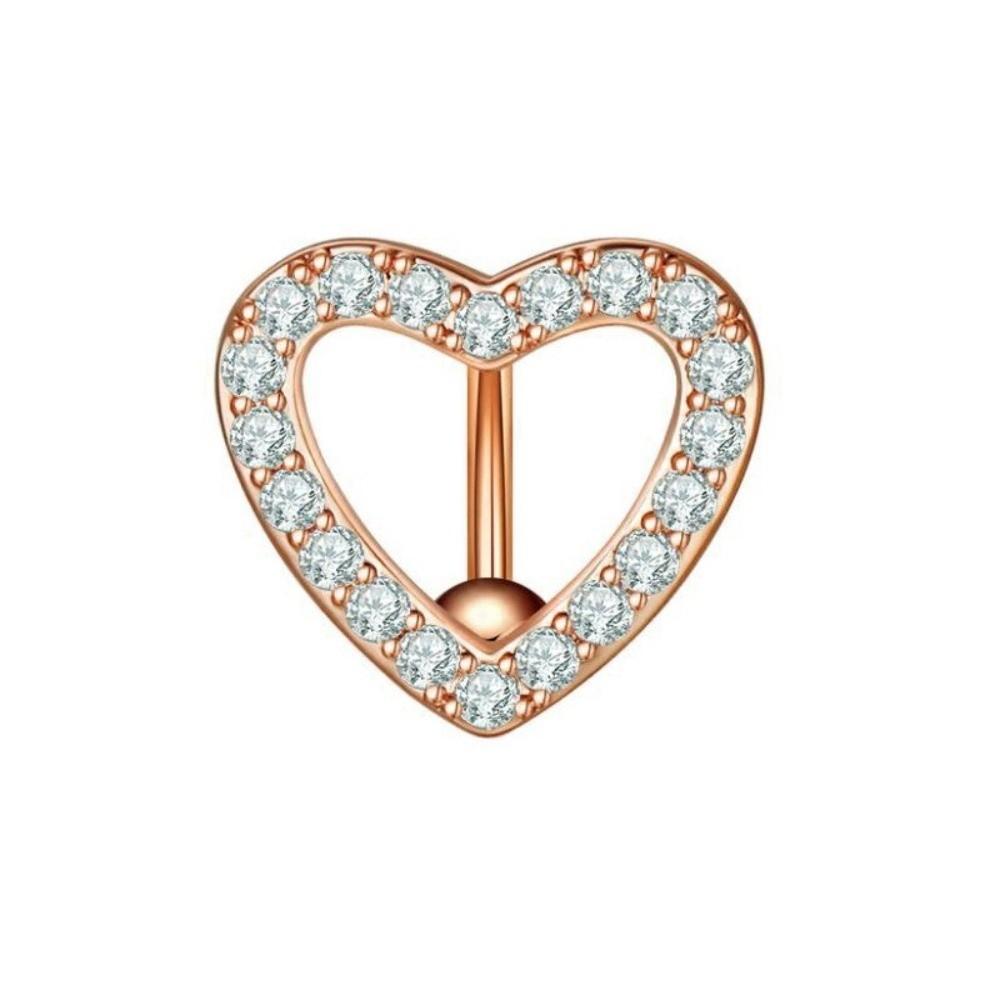 Funkelnder Herz-Bauchnabelring Strass-Bauchnabelring Neuer Bauchnabel-Barbell Schmuck Täglich