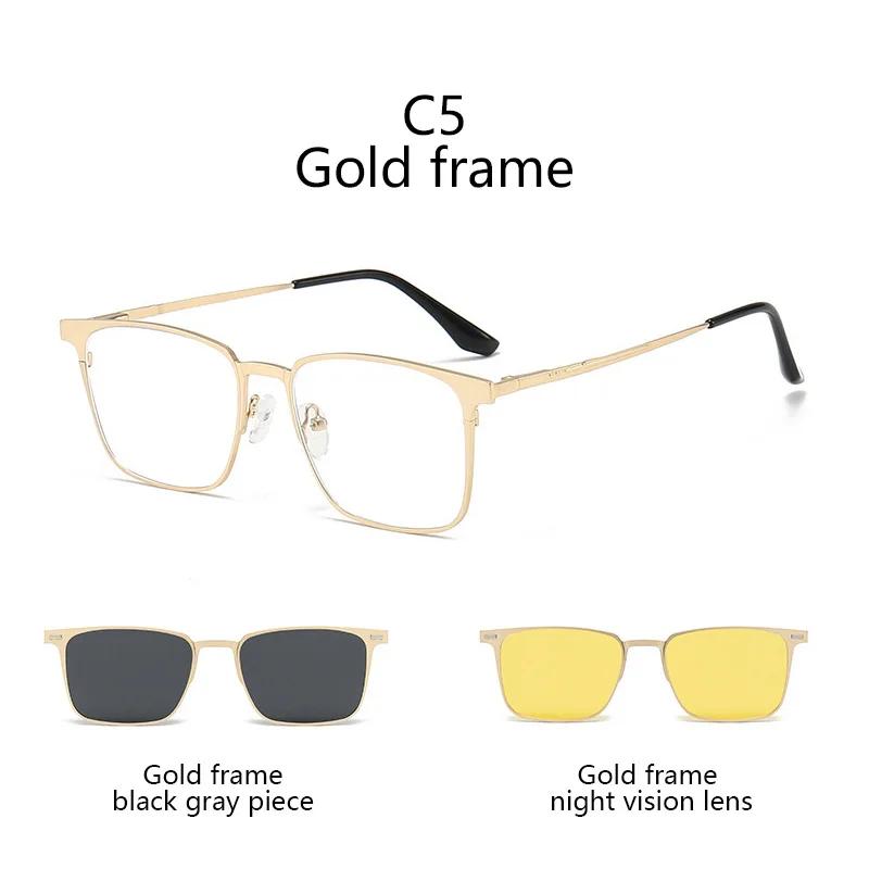 

2+1 Men Fashion Alloy Glasses Frame With Polarized Clip On Sunglasses And Night Vision Women Eyewear SHOW AS PICTURE