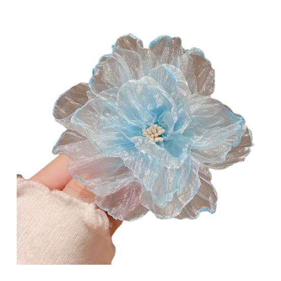 Hairpin Breathable Mesh Organza Fabric Fairy 3D Flower Hair Clip Macaron Color Lightweight Breathable Hair Accessory