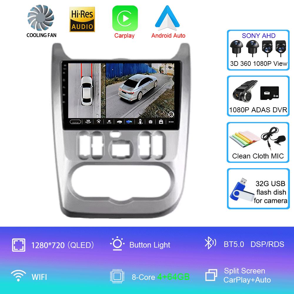 Radio auto Android 14 2Din Multimedia pentru Lada Renault Logan 1 Sandero 2009-2015 Dacia Duster Unitate principală de navigație Carplay Stereo