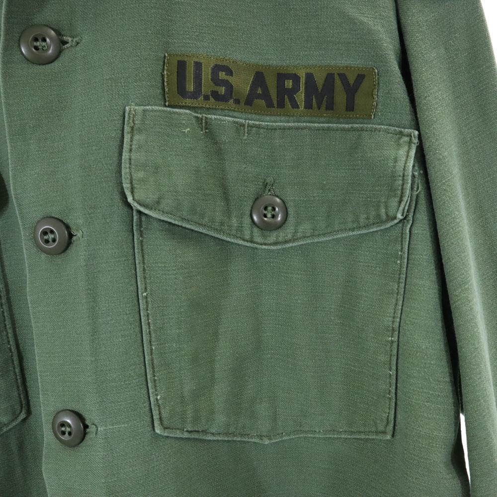 US ARMY 70s Cotton Satin BDU Vintage DSA Long Sleeve Military Shirt Men's Used