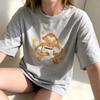 100 Cotton Unisex Round Neck T Shirt Cute Hand Drawn Monkey Hold Cup With Yellow Stars Print Short Sleeve Loose Casual Tee