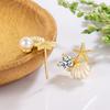 Women Elegant Shell Pearl Ear Stud Earrings