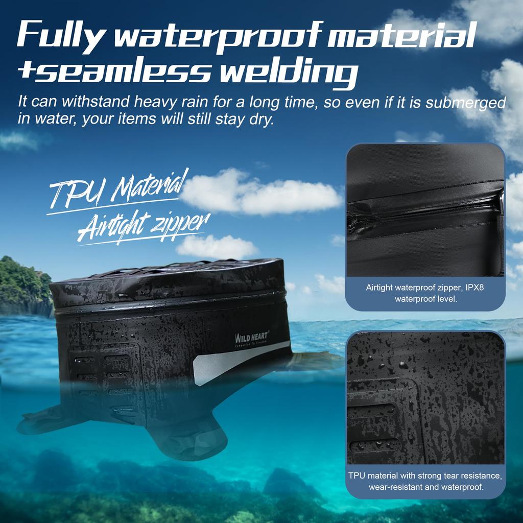 WILD HEART Motorcycle Tank Bag Compatible with Most Motorcycle Outdoor Riding Accessories (Black)