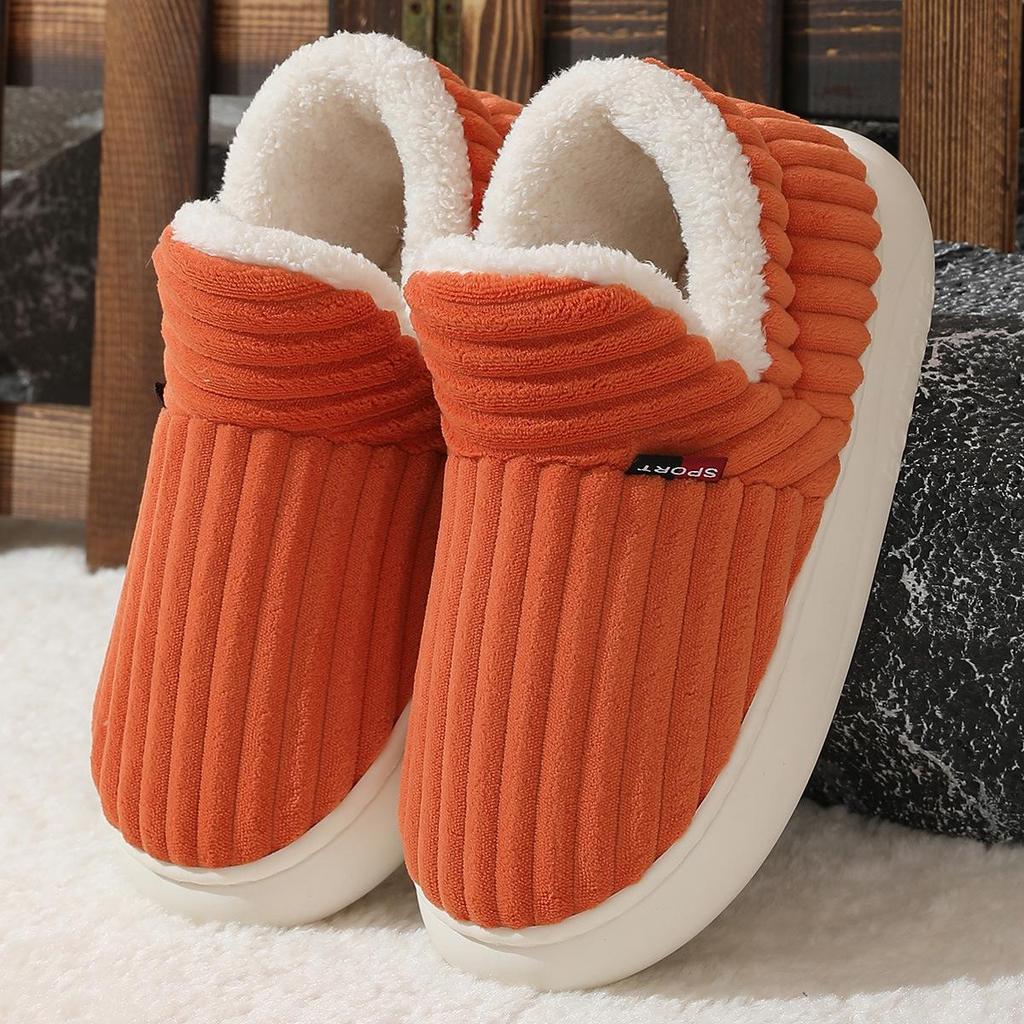 Comfort Plus Velvet Cotton Slippers with Heel Cover - Cozy Indoor Winter Footwear for Couples