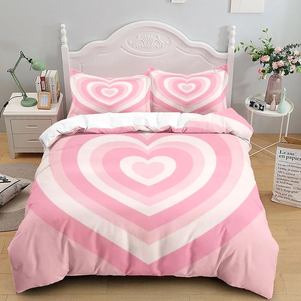 Turquoise Heart Wave Abstract Bedding Set Single Twin Full Queen King Size Polyester Duvet Cover Aldult Kids Quilt Cover Set