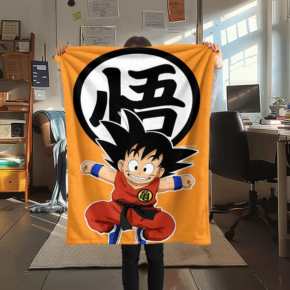 Coperta in Flanella con Stampa Personaggi Dragon Ball, Alta qualità Confortevole per Tutte le Stagioni, Arredamento per la Casa, Calore e Comfort, Perfetta per Regali di Natale