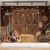 Western Cowboy Photography Backdrop Rustic Farm Barn Haystack Wood House Horse Wheel Background Party Decor Photo Shoot Props