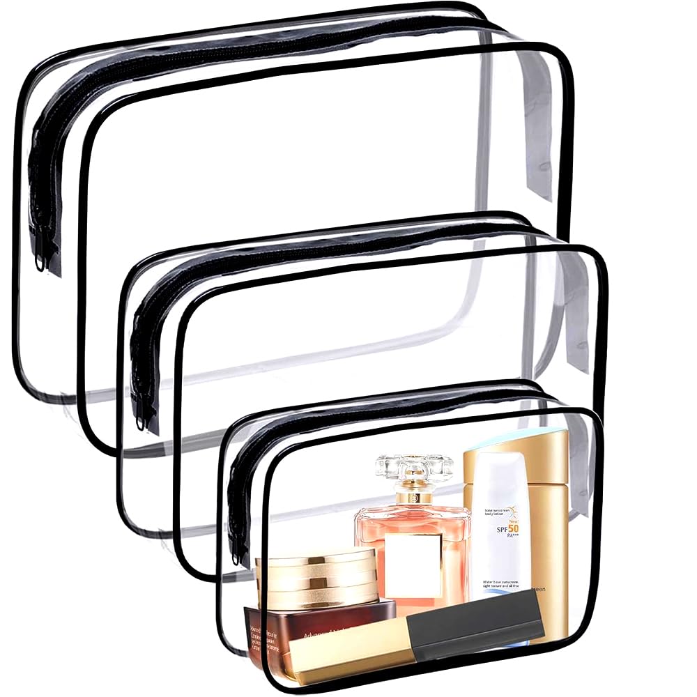 PVC Makeup Clear Vinyl Large Perfect for Everyday Business and with Makeup Brush Bag Sizes Pouch, Pouch, Multifunctional, Capacity, Waterproof,