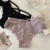 Patchwork Bow Lace Flower Panties Transparent Mid Waist Lace Mesh Briefs Thin Strap Hollow French Style Briefs Gifts
