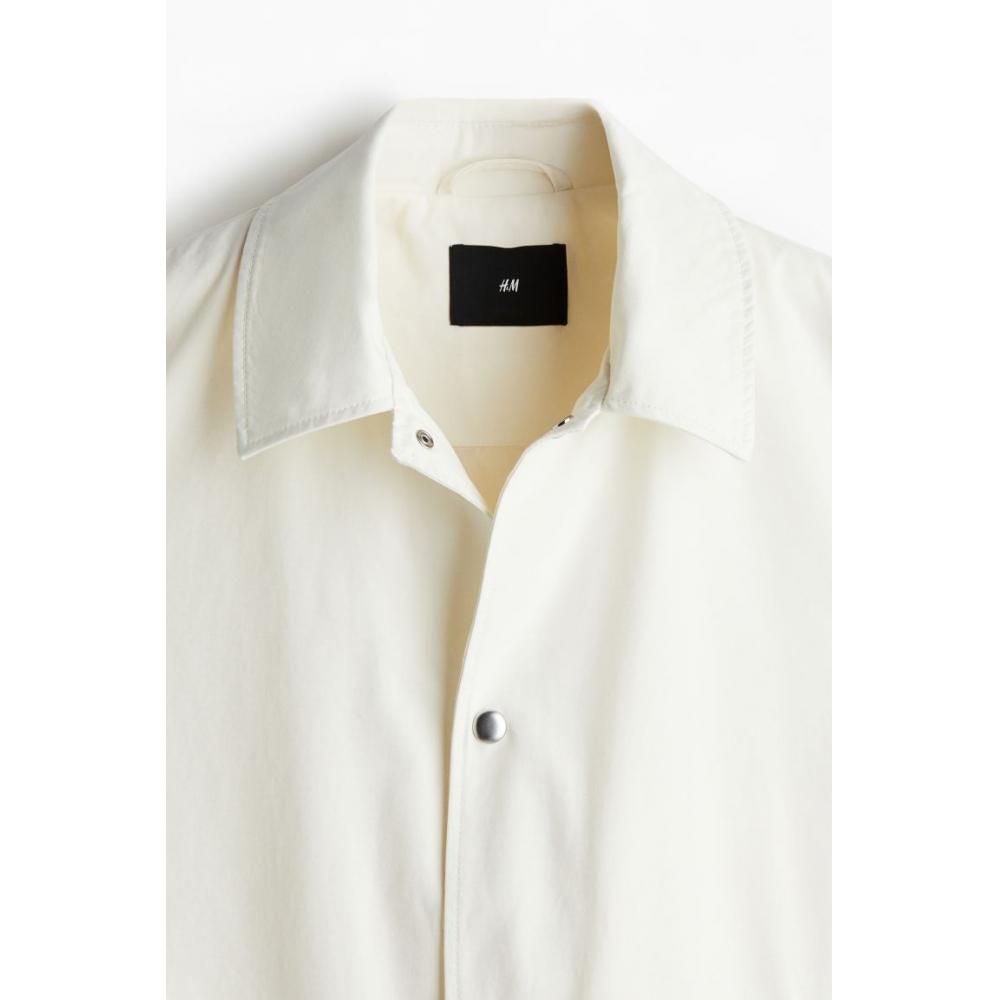 H M Regular Fit Canvas coacH Jacket wHite