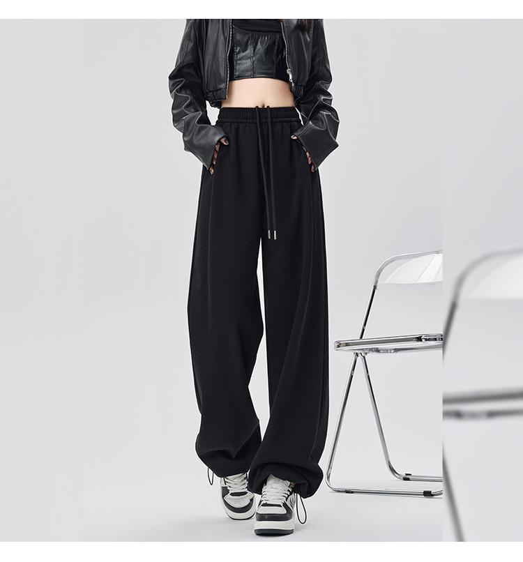 Women's 2024 High-Waisted Wide-Leg Draping Sports Pants - Spring/Autumn Loose Joggers
