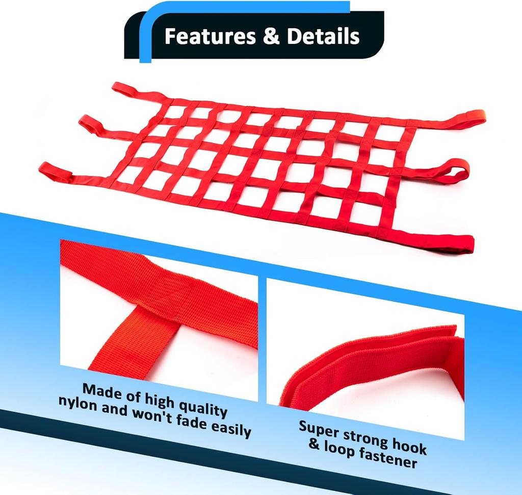 1x Car Roof Net Hammock Mesh Cargo Rooftop Netting Heavy Duty for TJ YJ JK JKU JL JLU JT 1987-2025 for Suzuki Jimny JB74 19-23