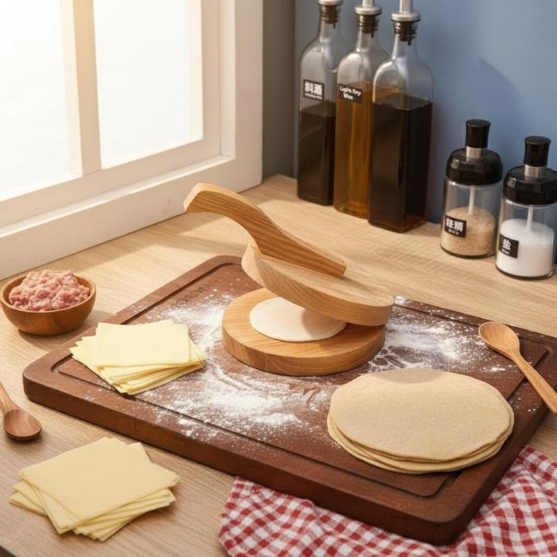 Solid Wood Dough Press Tool Quick Easy Dumpling Skin Presser Home Dumpling Wrapper Skin Making Mold Kitchen Pastry Baking Tools