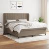 Bed with Mattress - Exclusive House - 160x200 Cm - Adjustable Headboard - Taupe Fabric - 2 Places