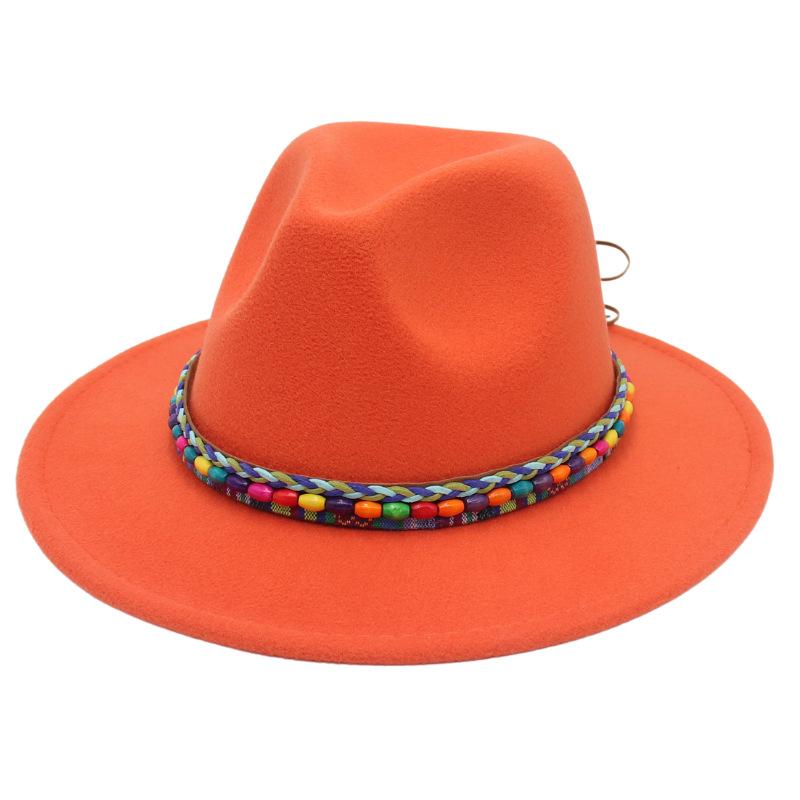 Top Hat Rainbow Hand-Woven With Accessories Ethnic Style Tibetan Hat Colorful Jazz Hat