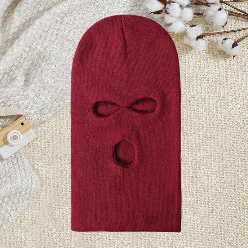 Warm cycling headgear Three-hole knitted hat Outdoor wool hat Outdoor windproof ski hat