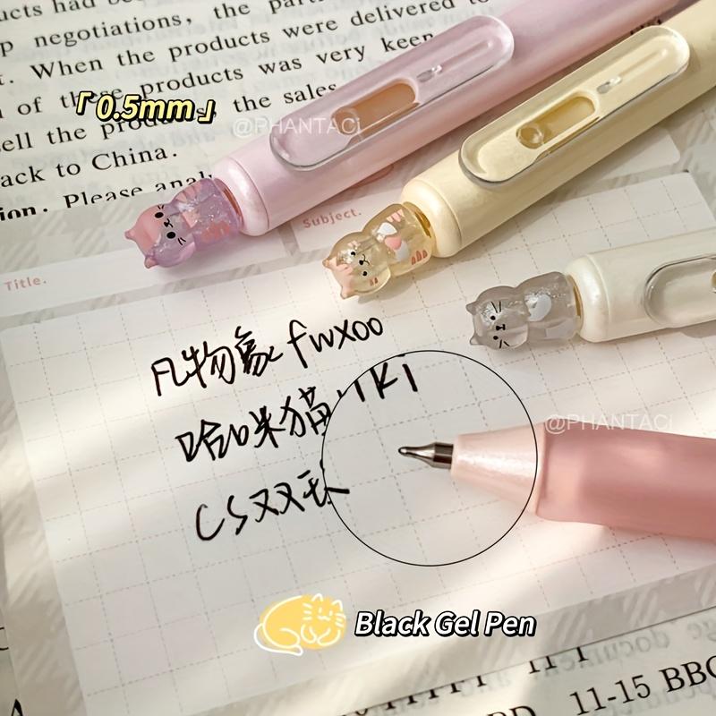 4pcs Creative Cat Style Gel Pen 0.5mm Quick Dry Writing Pen Press Pen Clip Gel Pen Office Supplies Black Gel Pen