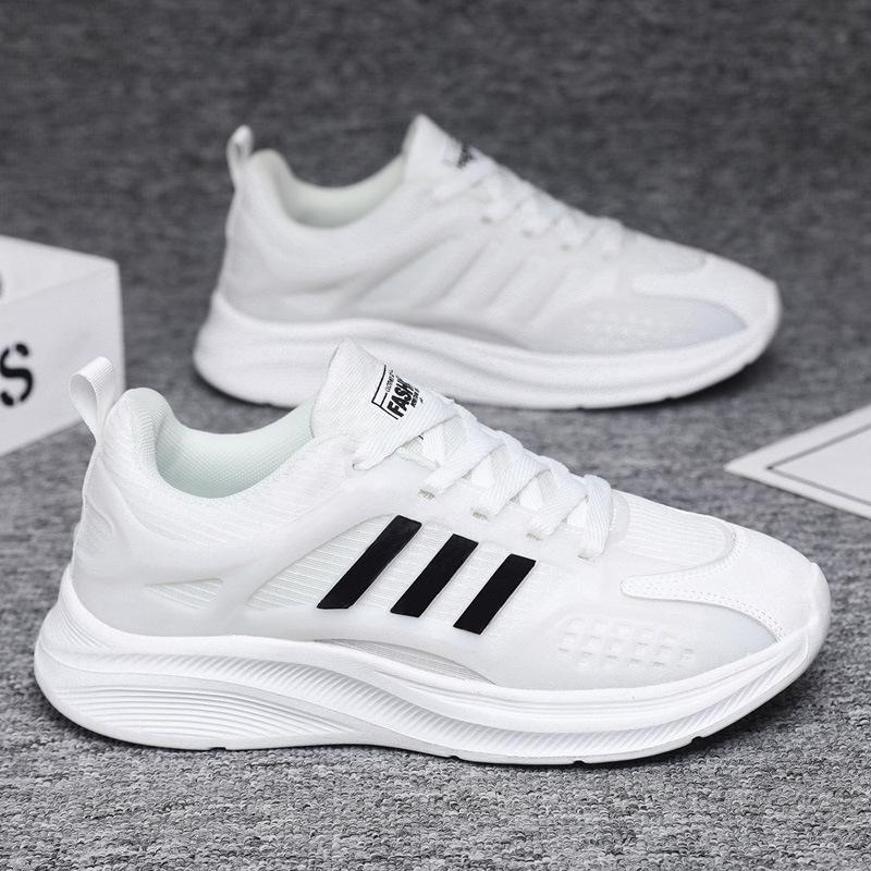 Męskie buty do biegania, lekkie sneakersy, wygodne buty do chodzenia, siateczkowe buty casualowe, białe buty na grubej podeszwie