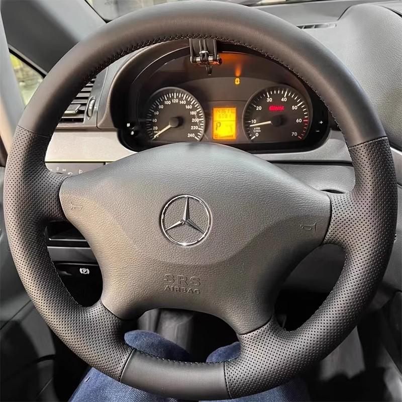 Husa Volan Anti-alunecare din Piele Neagră Cusută Manual Pentru Mercedes Benz Viano W639 Vito 2003-2014 Sprinter 2006-2013