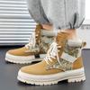 [Trendy High-Top Sneakers] Trendy High-Top Casual Sneakers - Men's Lace-Up Boots with Furry Collar & Side Zipper, Durable for Outdoor & Casual Attire