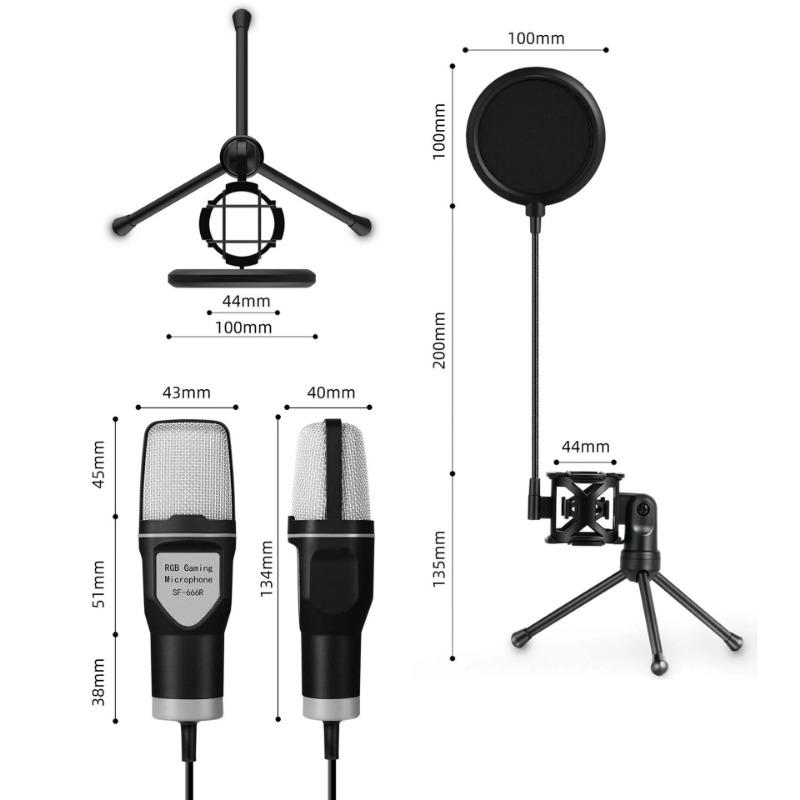 Free Shipping USB Microphone RGB Microfone Condensador Wire Gaming Mic for Podcast Recording Studio Streaming Laptop Desktop PC