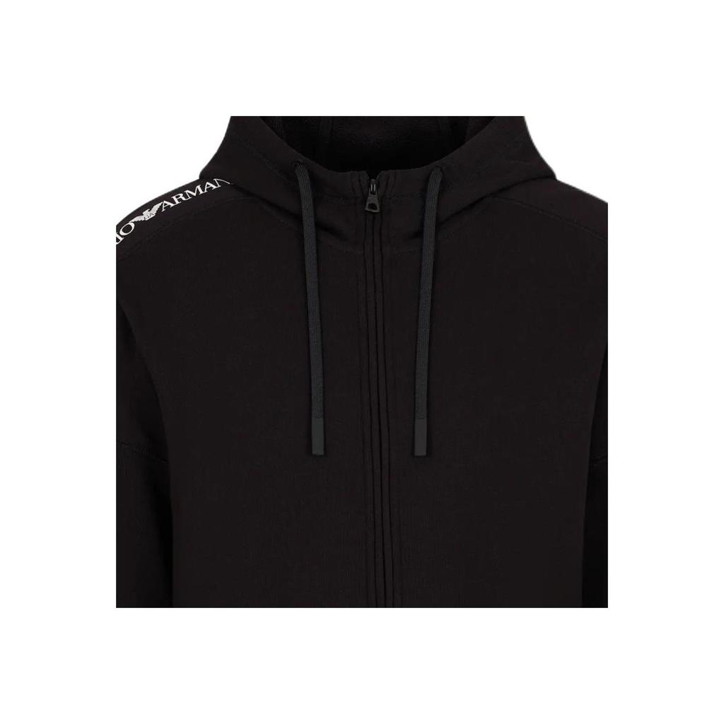 Emporio Armani EA7 FW24 Felpa con Cappuccio e Zip Manica Lunga con Cinturino Intrecciato con Logo a Lettere Uomo felpa Nero 6DPM12-PJOGZ-1200