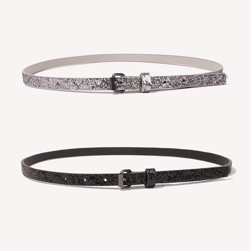 

Elegant Sequin Leather Look Belt With Alloy Closure For Formal And Casual Looks