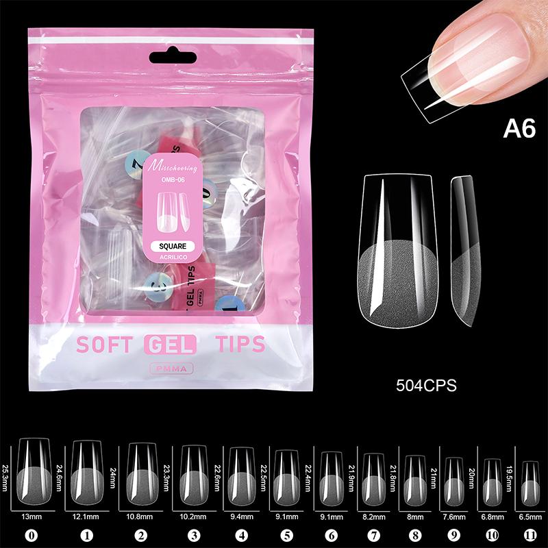 504 Pcs False Nail Tips Semi-Matte Finish Almond French Coffin Stiletto Oval Square Shapes With Front Edge Thickened Fingertips