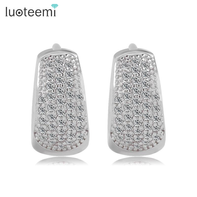 LUOTEEMI High Quality Tiny CZ Micro Paved Luxury Hip Hop Hoop Earrings for Women
