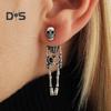 1 Pair Women Halloween Earrings Skeleton Shape Punk Exaggerated Polished Alloy Skull Jewelry Club Party Ear Jewelry