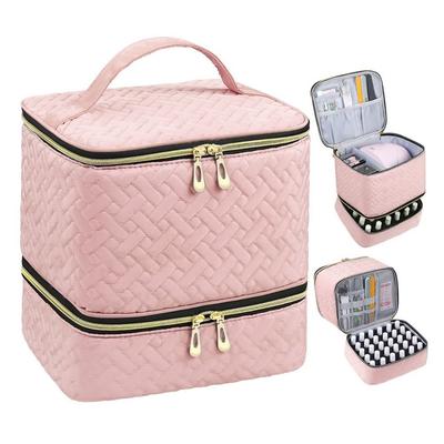 Doppellagige Nagellack-Organizer-Tasche, große Kapazität, 30 Fächer, Nagelpfl ege-Kit-Tasche, handgehaltene Kosmetiktasche für Nagellack-Liebhaber