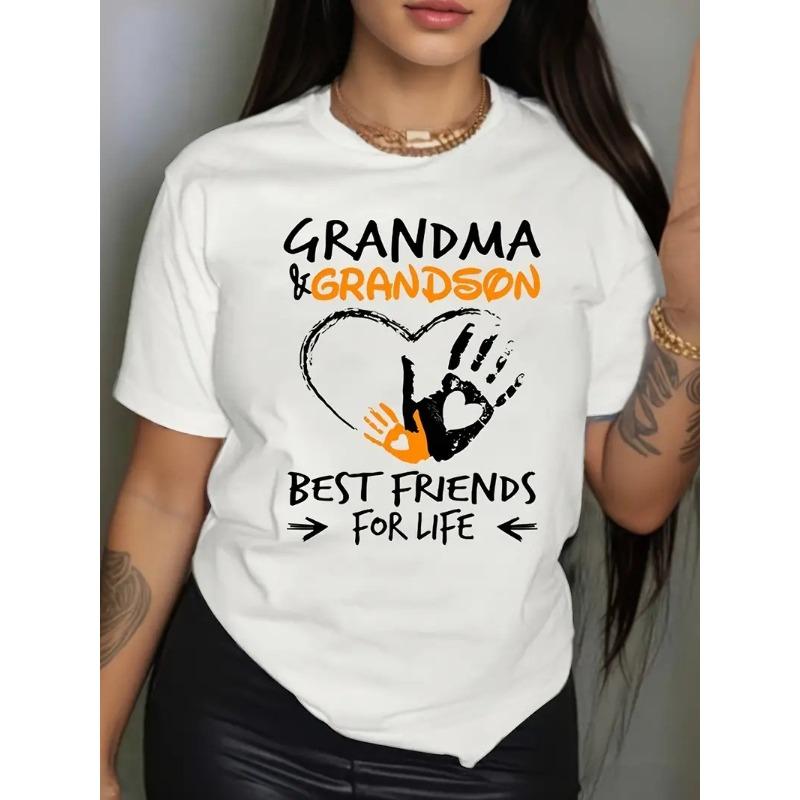 Letní top s kulatým výstřihem a potiskem Módní Ležérní Roztomilá dámská trička z čisté bavlny s krátkým rukávem