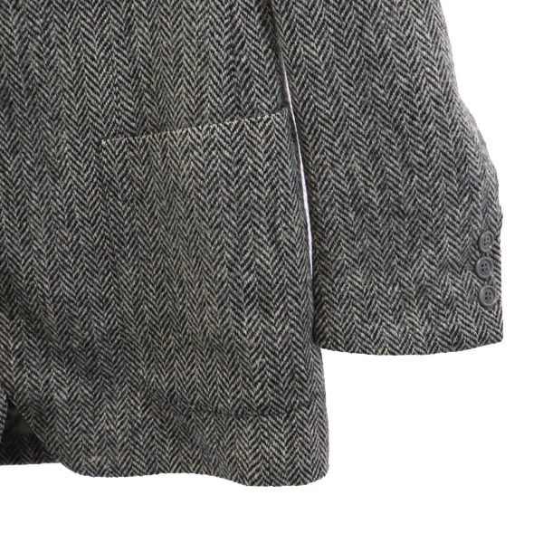 Harris Tweed 70er Vintage Fischgrätenwolle Maßjacke Grau Herren Gebraucht