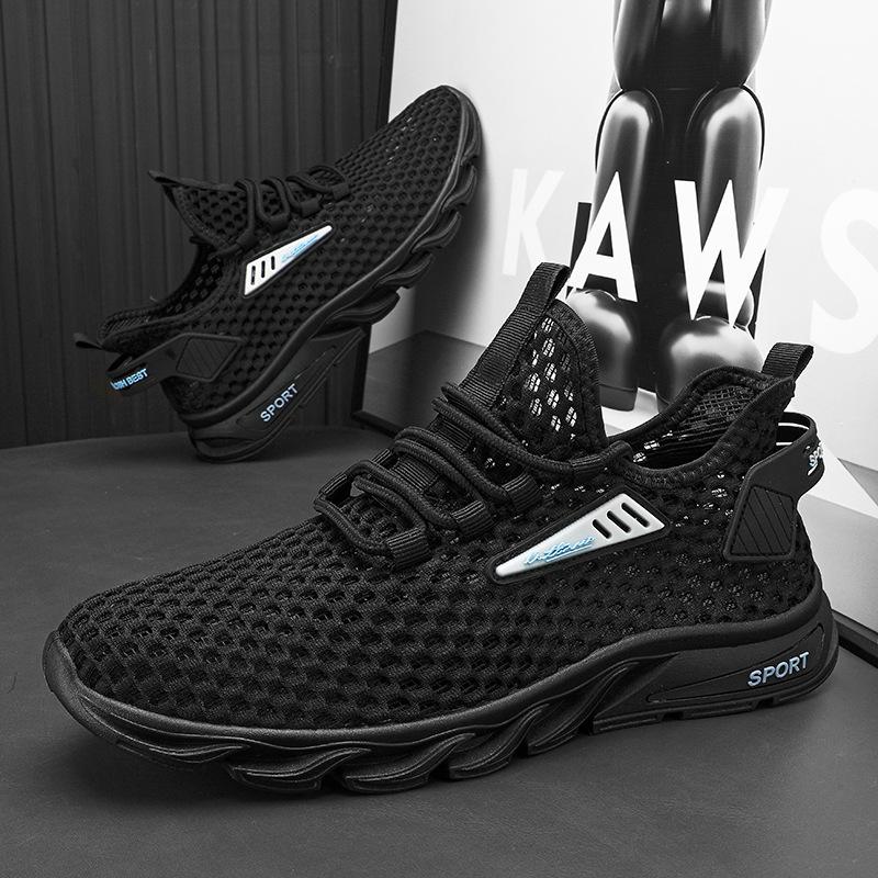 

Men s shoes single mesh sports shoes 2025 spring and autumn casual running shoes summer men s breathable hollow thin mesh shoes tide 44 чёрный