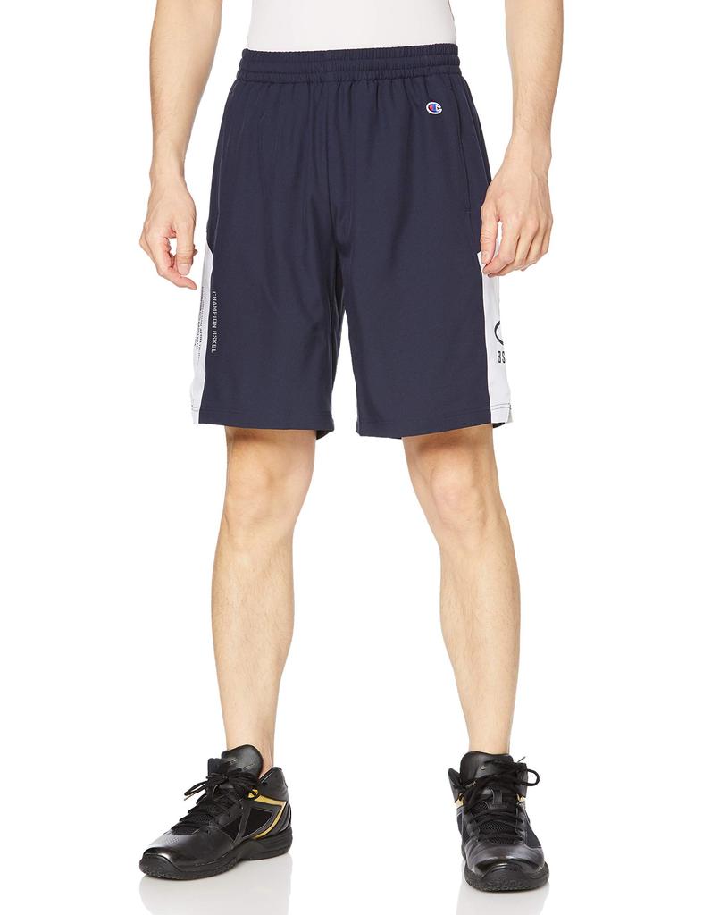 Champion CAGERS Stretch Basketball Practice Shorts with Size XL C3-TB543 Men's Quick-Drying One-Point Logo, Navy,