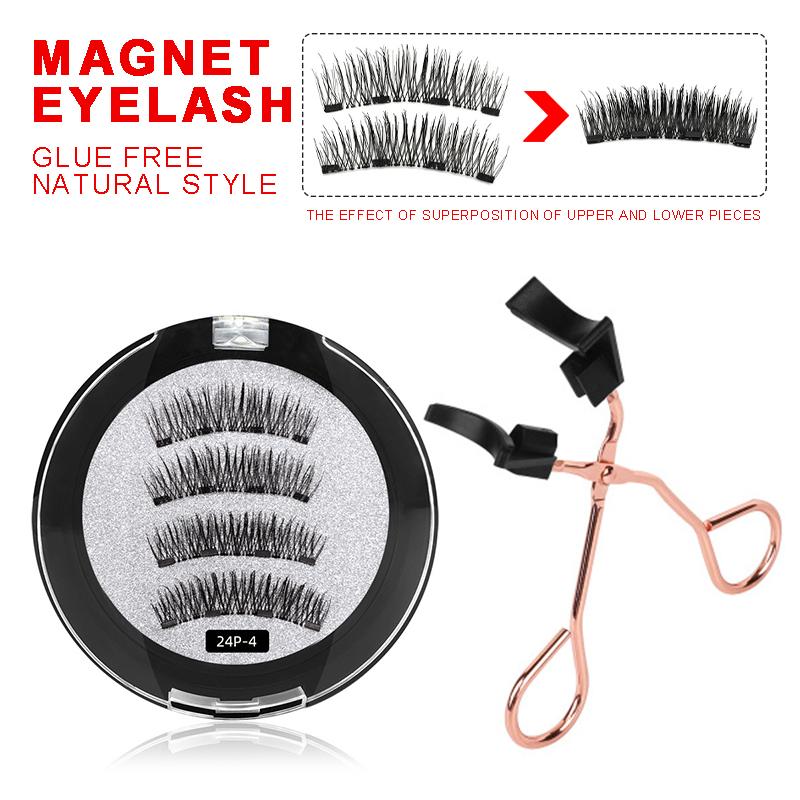 

PDTO 2 пары 3D магнитных накладных ресниц, без клея, четыре магнита, ресницы