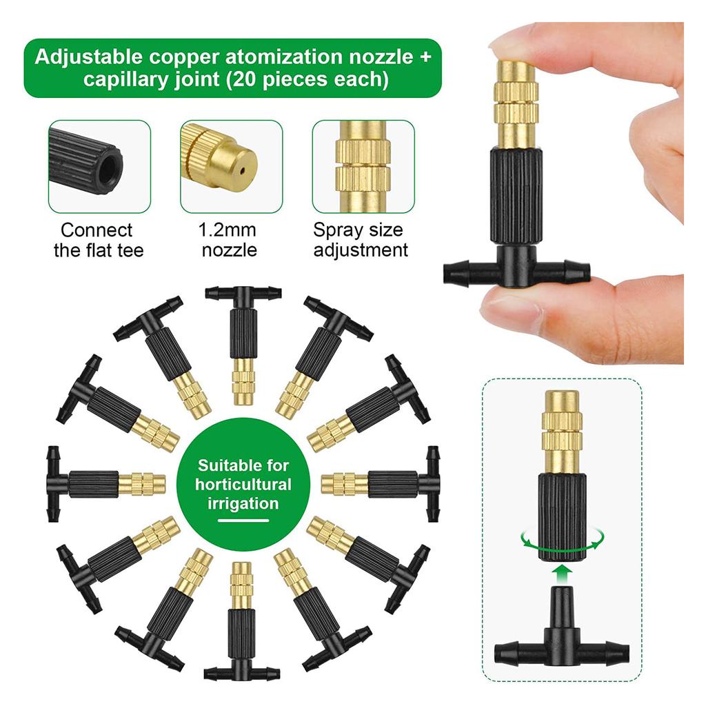 Detachable Metal Irrigation Sprinkler 10/20pcs Misting Nozzle Anti Corrosion Rust Proof Cooling Nozzle for W/ Tee Connec