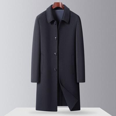 Automne et Hiver Nouveaux Manteaux en Laine Double Face pour Homme Faits Main Business Décontracté Revers Père d'Âge Moyen Portant un Manteau en Laine Hommes