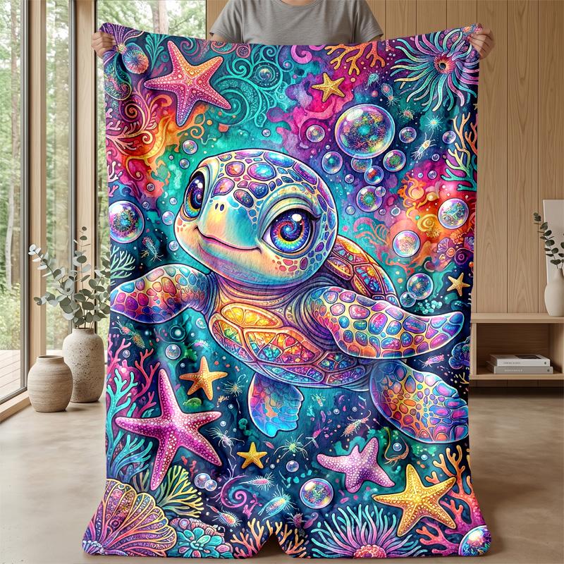 Underwater Sea Life 5 Theme blanket Lightweight Warm Flannel Blanket Decorative Throw Blanket for Home Decoration